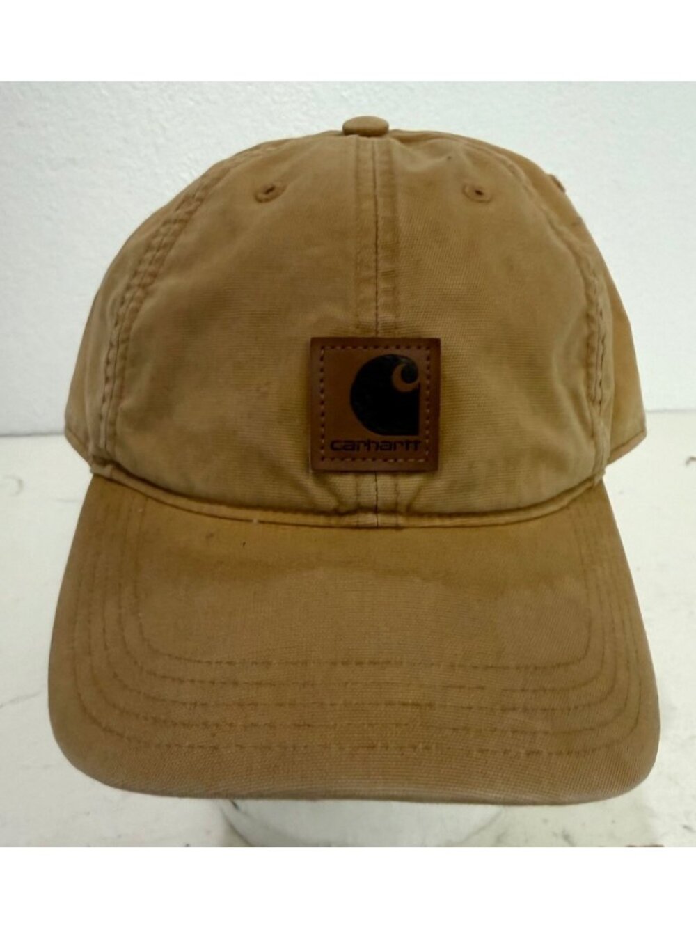 Carhartt Brown Canvas Logo Patch Adjustable Baseball Cap Hat Mens - Picture 2 of 6